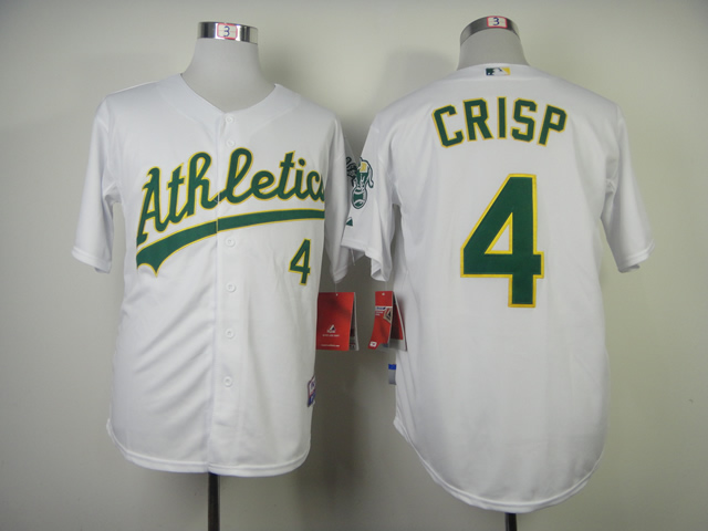 Men Oakland Athletics 4 Crisp White MLB Jerseys